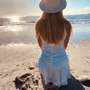 Nasty Gal Cream Slip Mini Dress with Spaghetti Straps